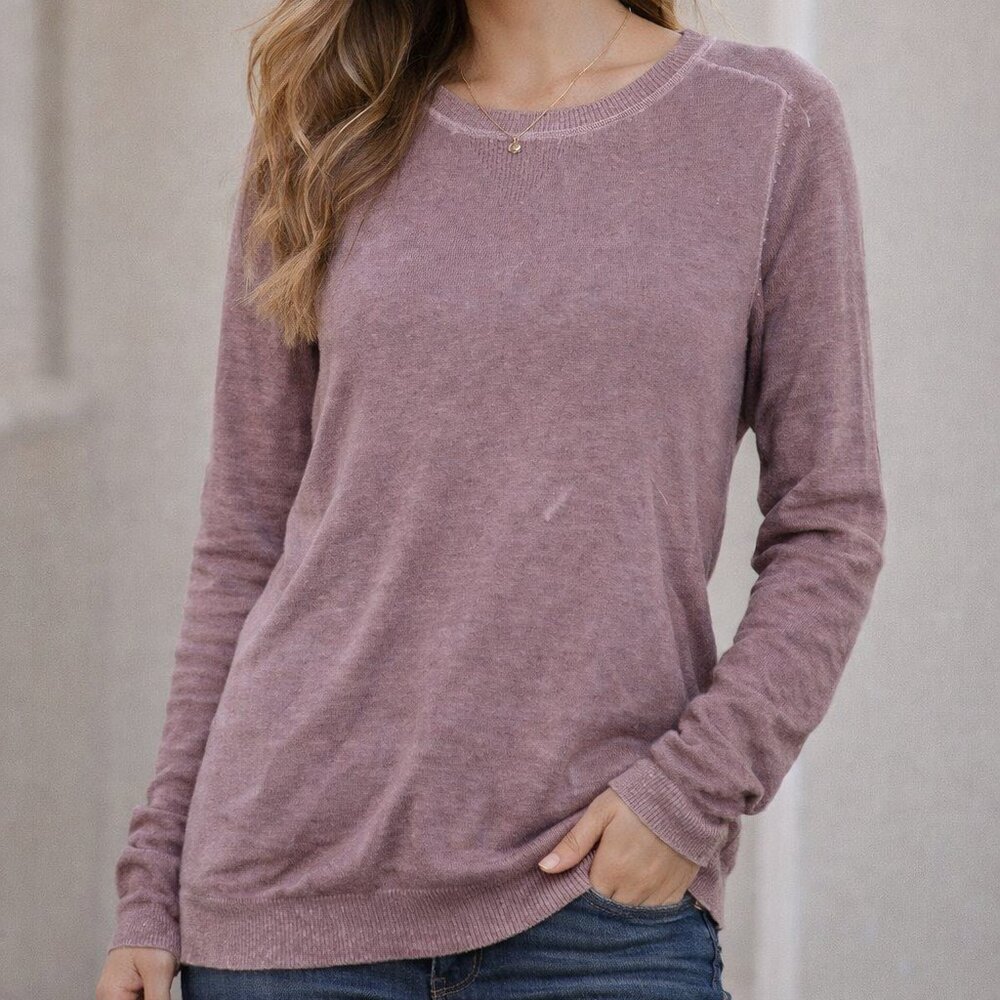 Gap Women's Distressed Lightweight Sweater Mauve Taupe Size Small
